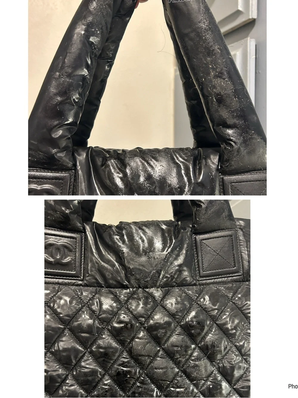 CHANEL Coco Cocoon Large Tote Bag Puffy Quilted Black Nylon Leather w/ COA